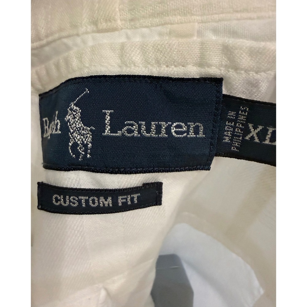 Polo Ralph Lauren Mens XL White Tonal Patchwork Custom Fit Button Down Shirt - Picture 8 of 8